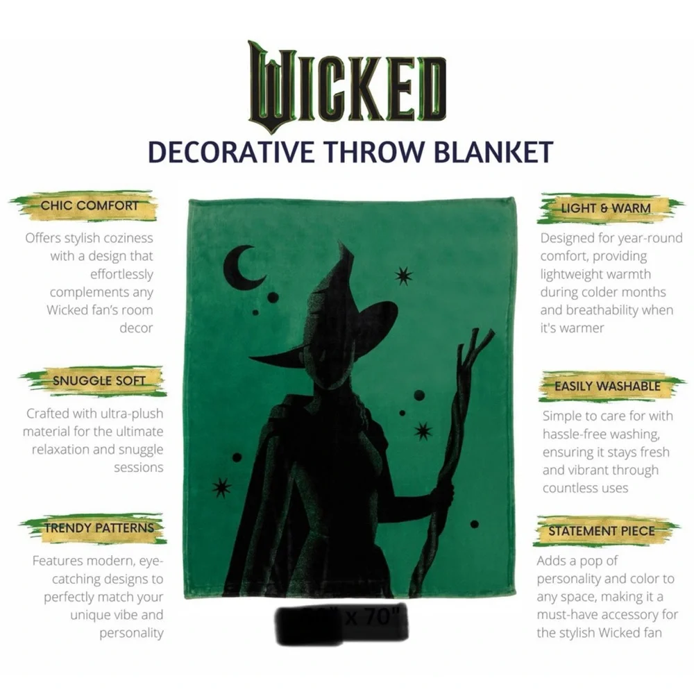 🚫SOLD🚫 “Wicked” Elphaba Micro Raschel Throw - 60”x70” - Picture 4 of 8
